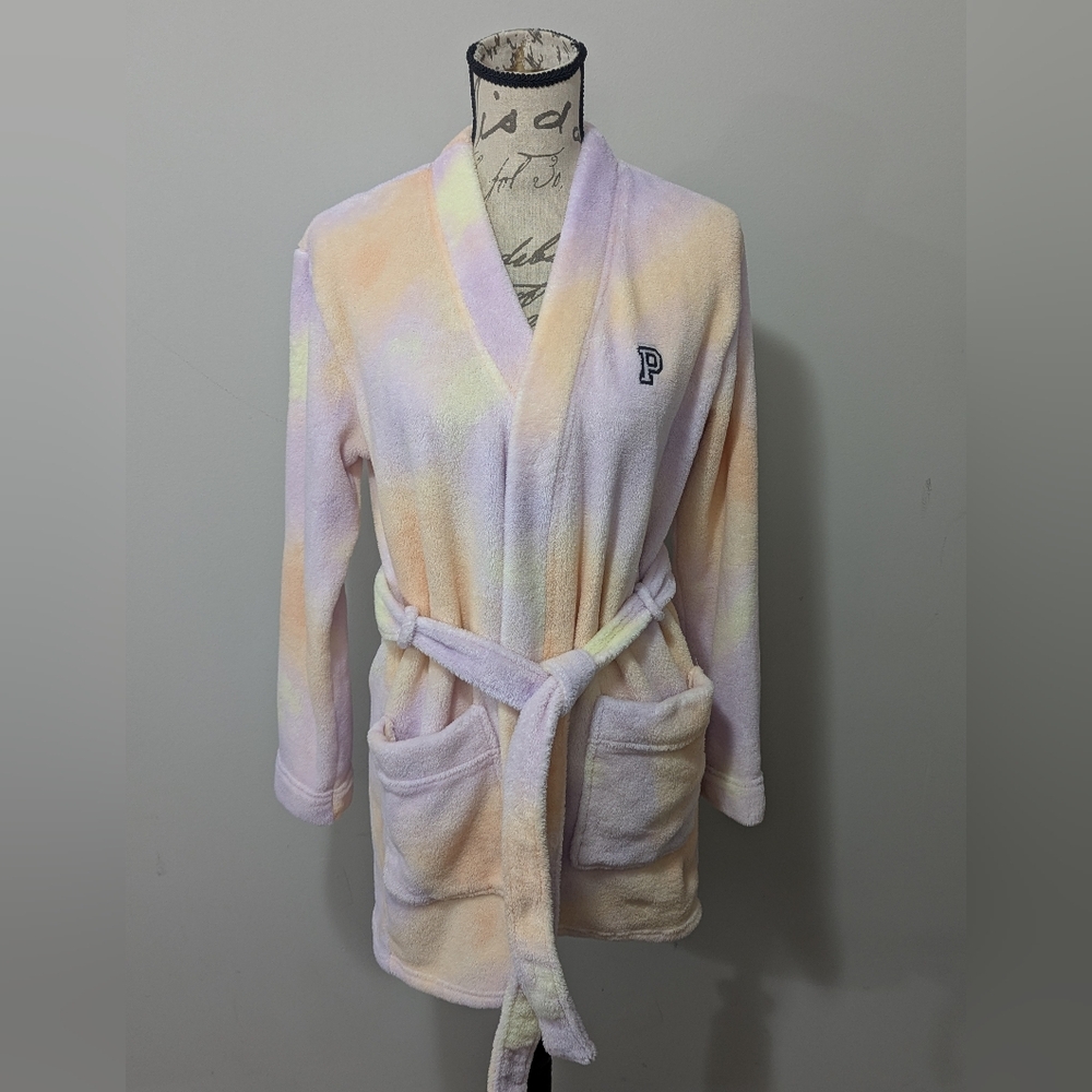 Pink Victoria's Secret Bath Robe Size XS Pastel Tie Dye - Picture 2 of 12